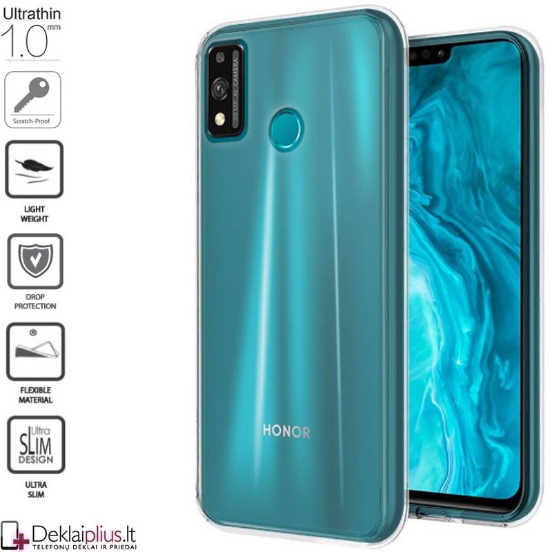 Silikoninis dėklas 1.0 mm storio - permatomas (telefonams Huawei Honor 9X Lite) Silikoninis dėklas 1.0 mm storio - permatomas (telefonams Huawei Honor 9X Lite)